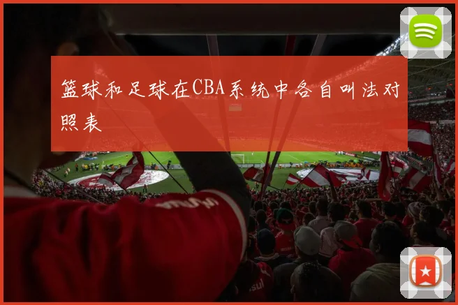 篮球和足球在CBA系统中各自叫法对照表